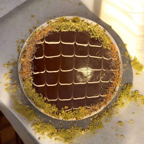 Dubai Chocolate Baked Cheesecake